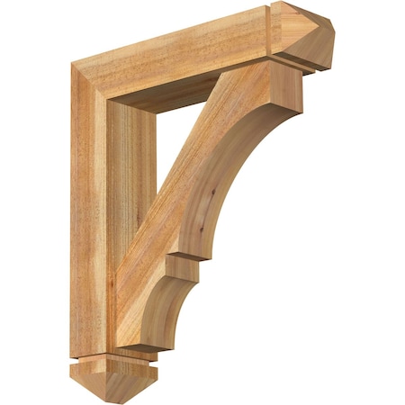 Balboa Arts And Crafts Rough Sawn Bracket W/ Offset Brace, Western Red Cedar, 6W X 24D X 28H